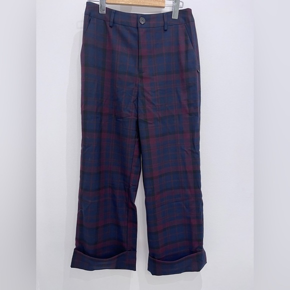 Scotch & Soda Check Wide Leg Ankle Pants - Picture 1 of 12